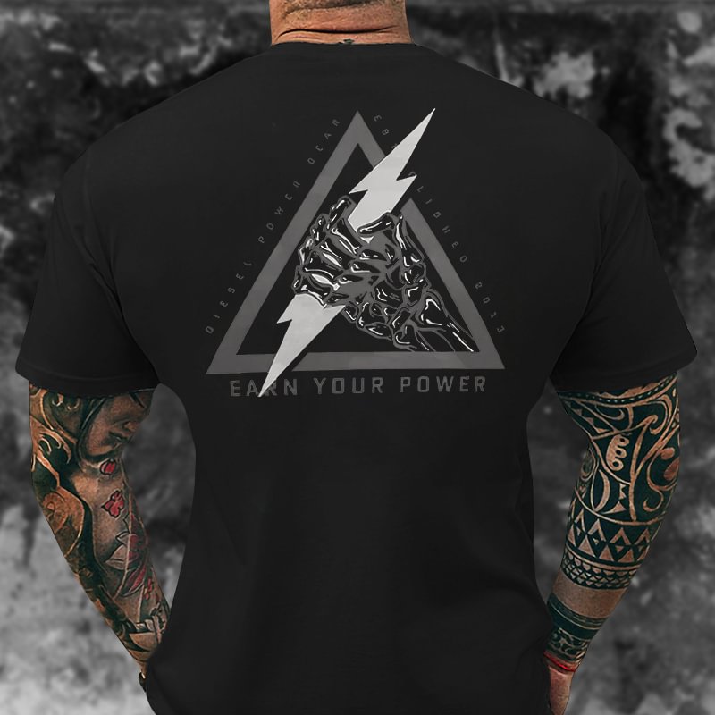 Livereid Earn Your Power Printed Lightning T-shirt - Livereid