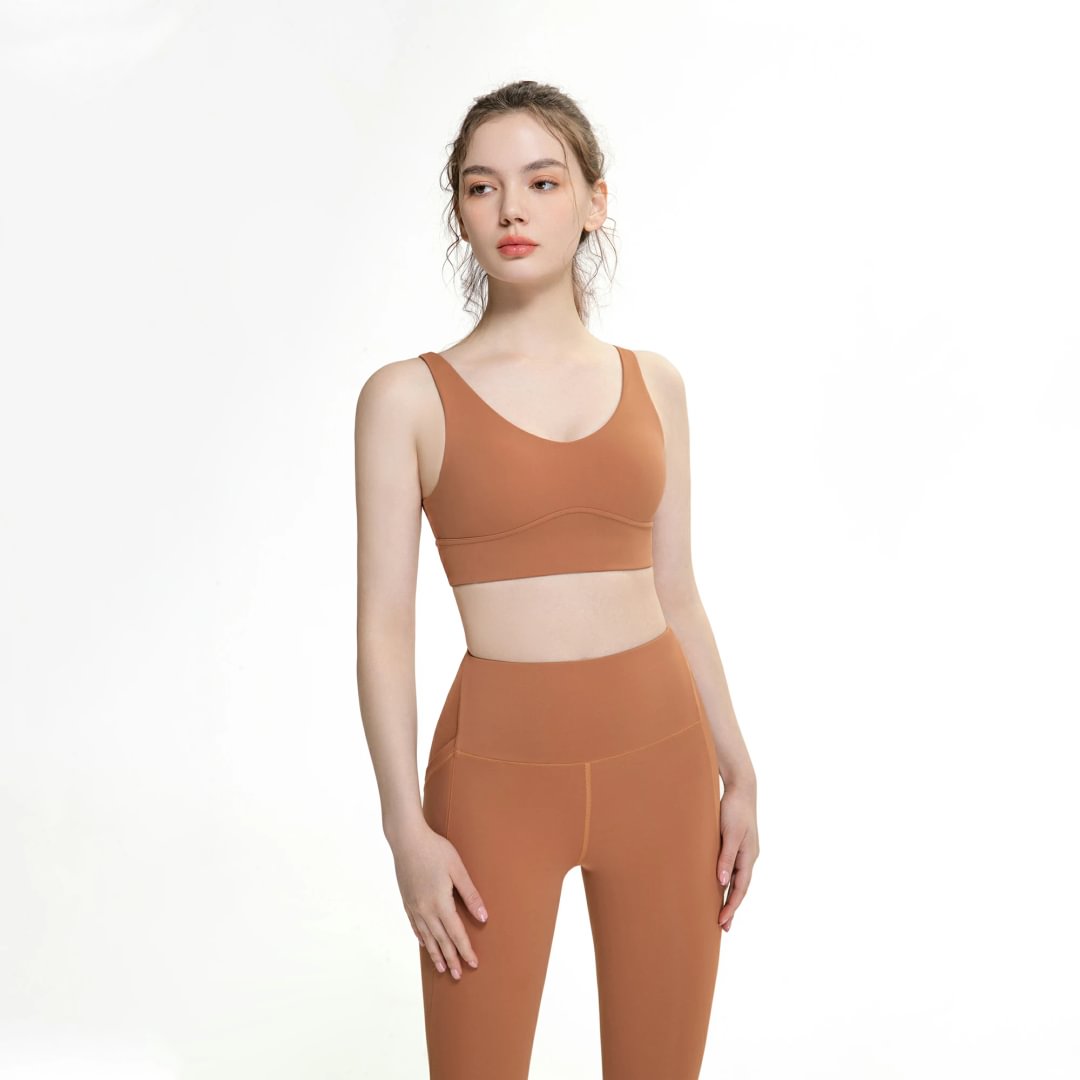 Types of sandy open back push up thin cross straps shock absorber sports bra with removable cups at a great price on Hergymclothing