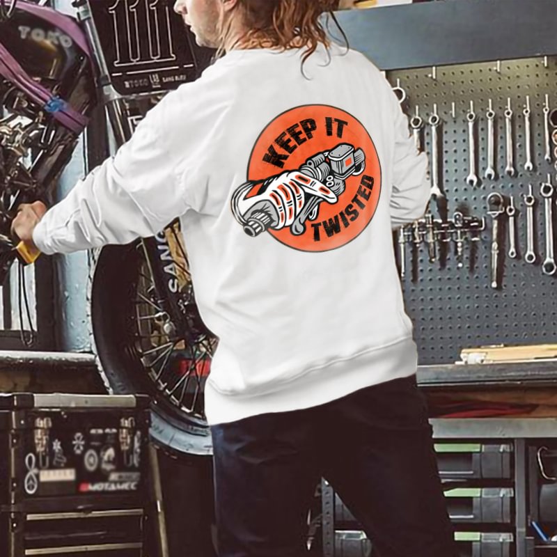 UPRANDY Control Motorcycle Handlebars Keep It Twisted Printed Cozy Sweatshirt -  UPRANDY
