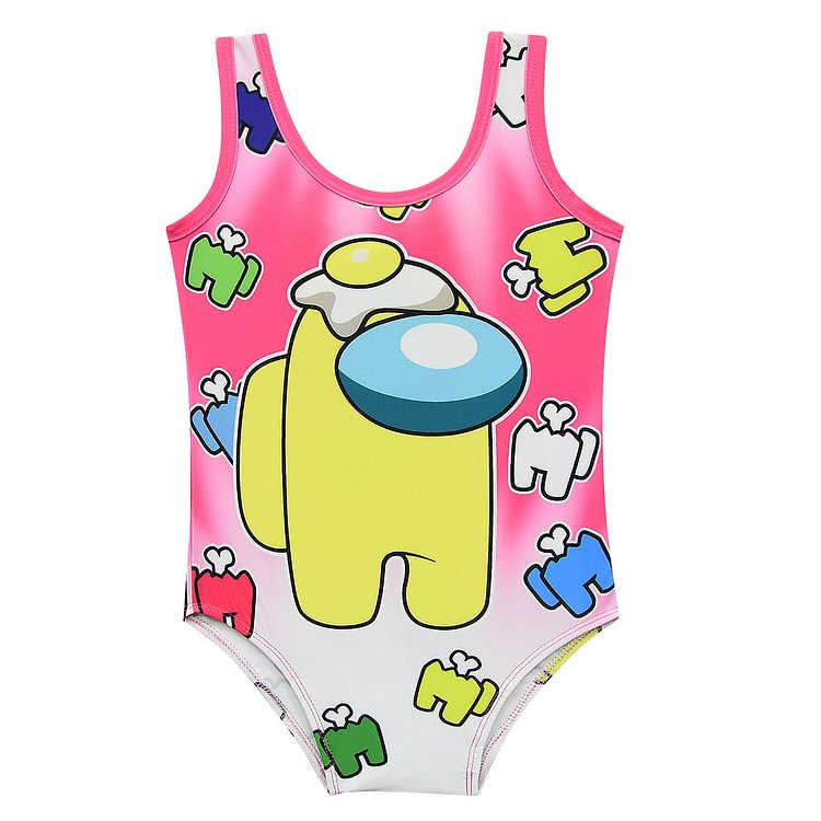 Among Us among us, girls' one-piece swimwear, children's tight swimsuit, big bow on the back 20076.-Mayoulove