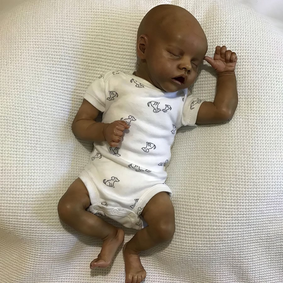 12 Inches Adorable Reborn Baby Afrcian American Boy Named Nathaniel, Collectible Reborn Baby Doll