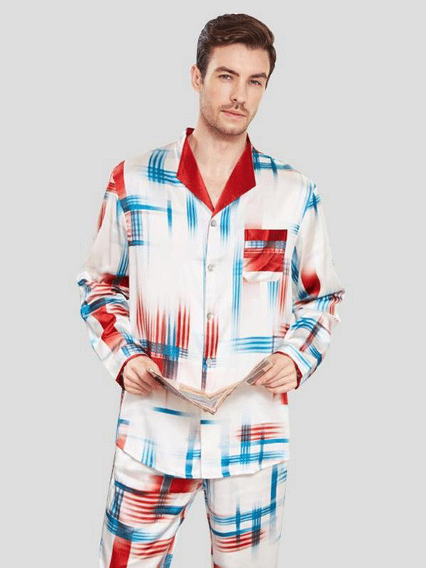 Fashionable Pure Silk Pajamas Set For Men