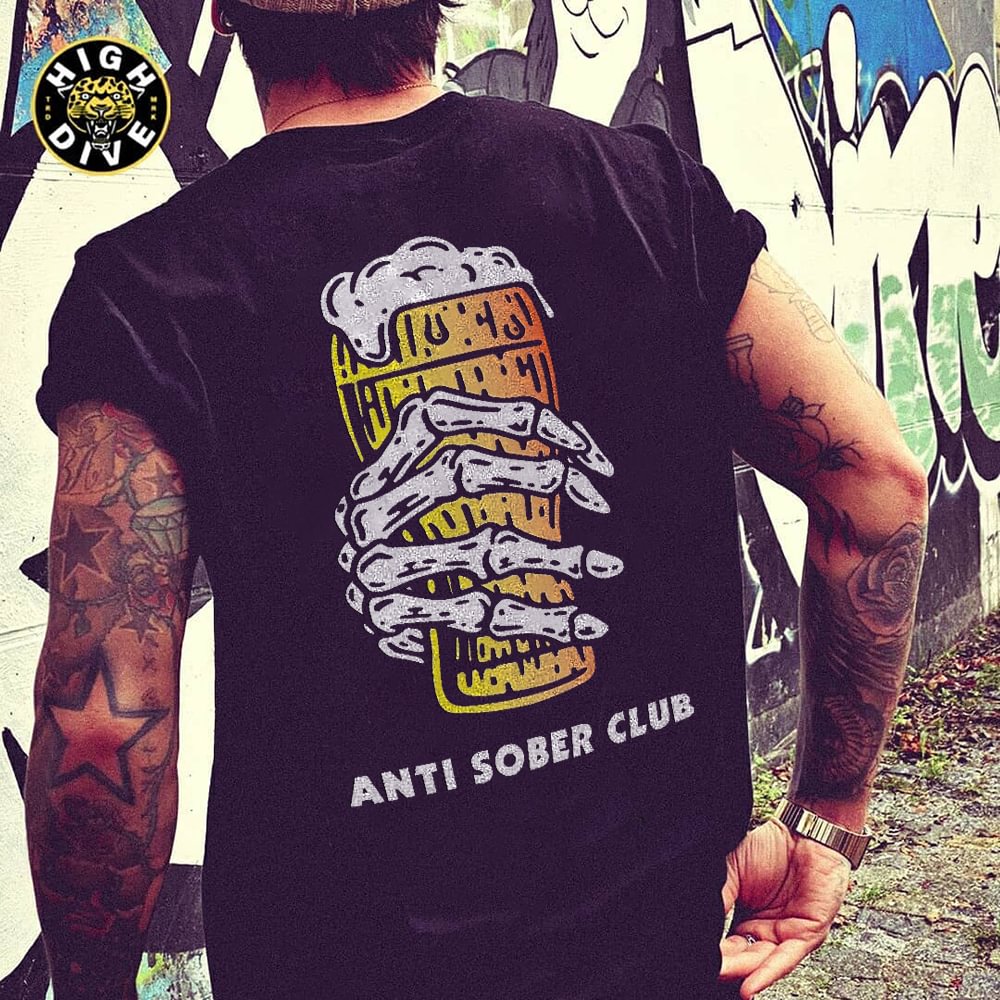 Cloeinc  Anti sober club beer printed designer T-shirt - Cloeinc