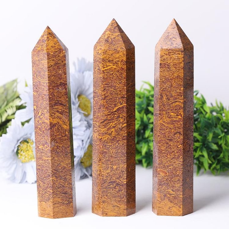 7.5'' High Quality Calligraphy Jasper Towers Points Bulk for Healing Crystal wholesale suppliers