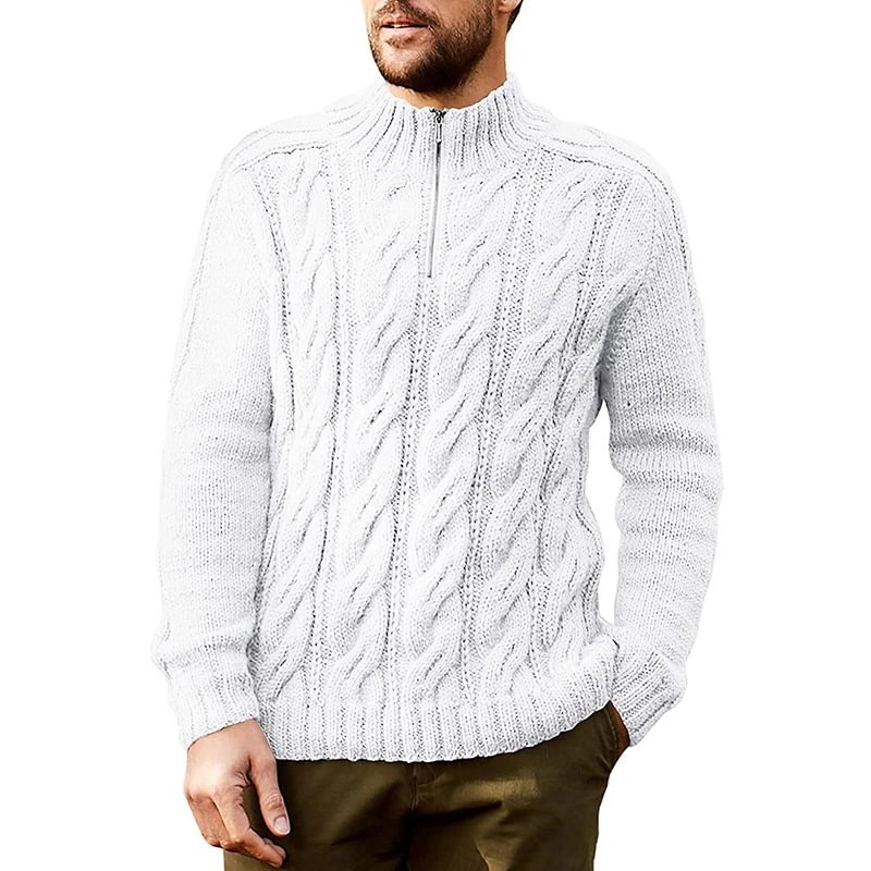 Men's New Solid Color Half High Neck Long Sleeve Sweater-Corachic