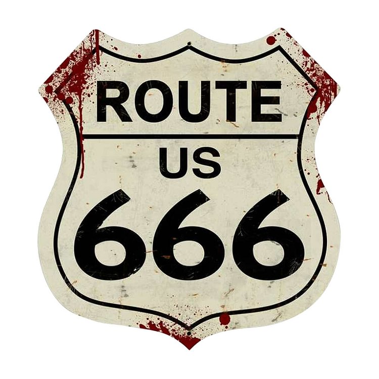 Highway 666 - Shield Shape Tin Sign - 30*30CM