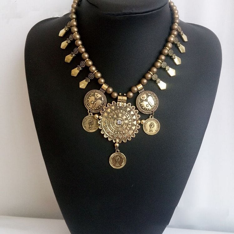 Vintage ethnic style totem collarbone necklace