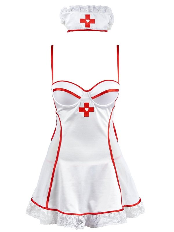 Lace Backless Perspective Nurse Cosplay Uniform-Icossi