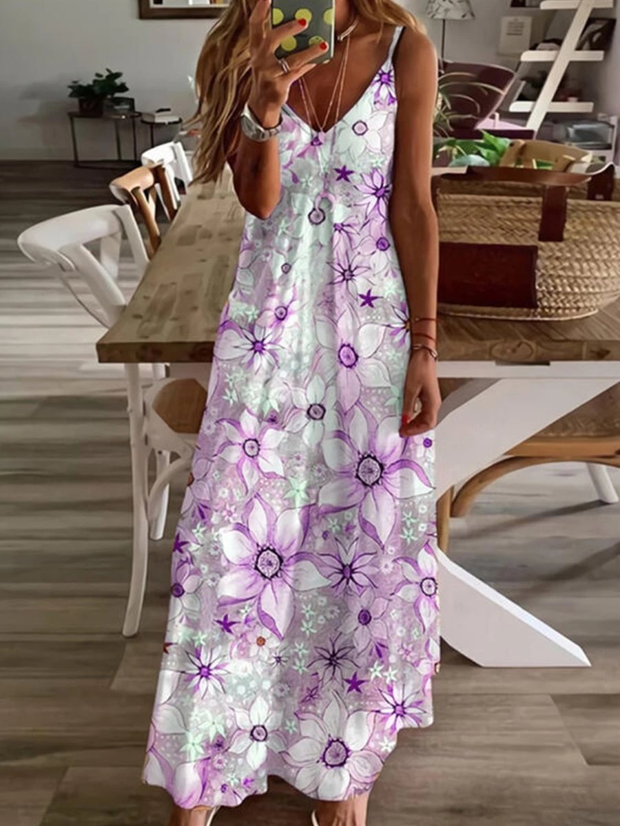 Tropical Floral Vacation Maxi Dress P16054