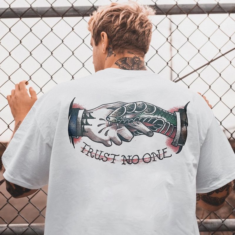 TRUST NO ONE printed men's T-shirt designer - Krazyskull