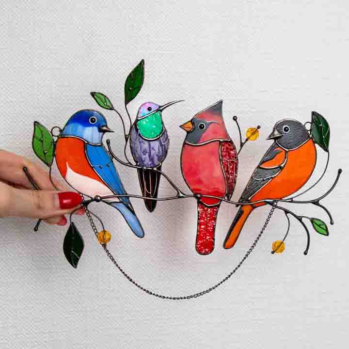Birds Stained Glass Window Hangings - 2021 Hot Selling - vzzhome