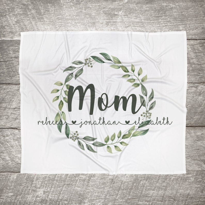 Personalized Custom Name Fleece Blanket Gift for Mom