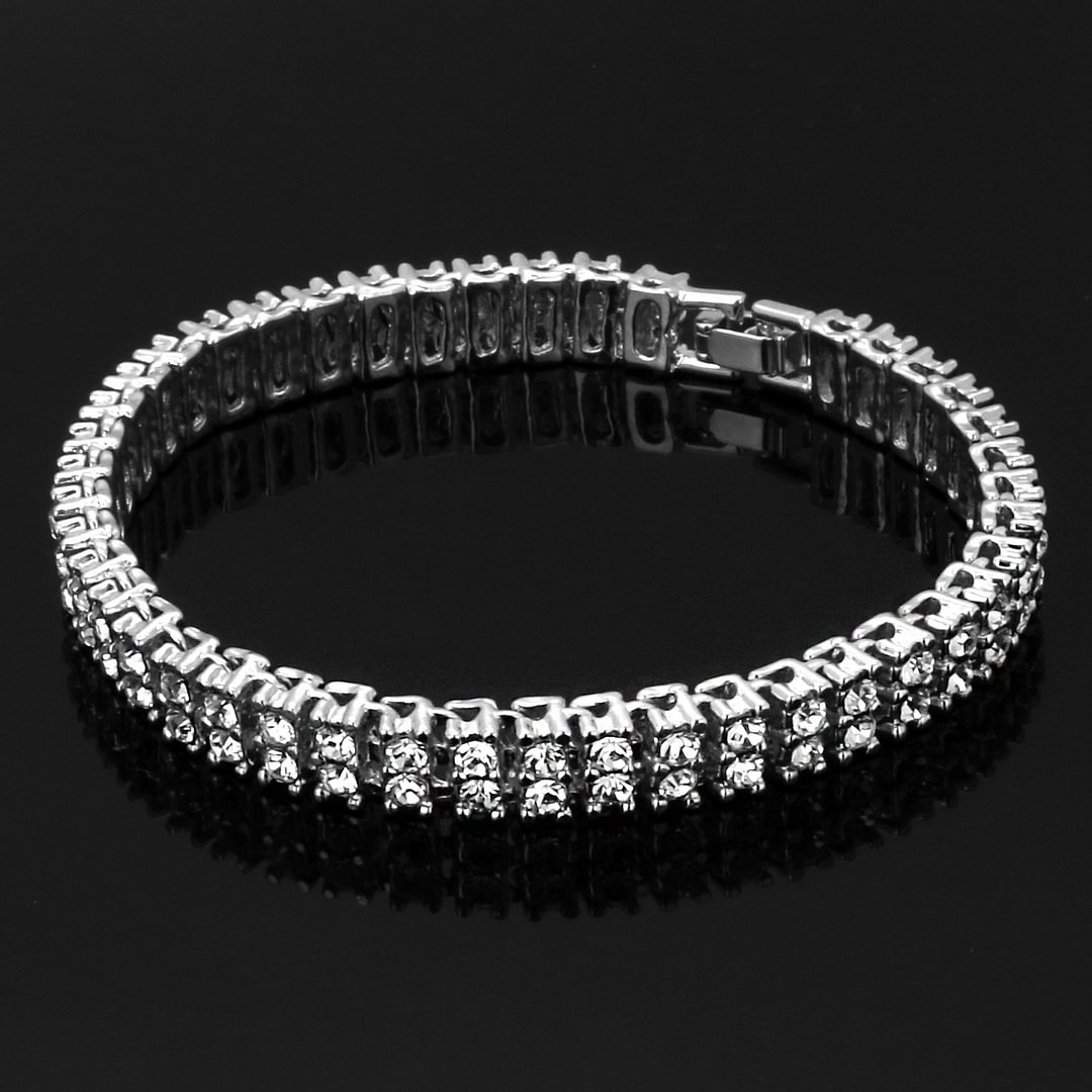 8MM 2 Line Iced Out Tennis Hematite Bracelet-VESSFUL