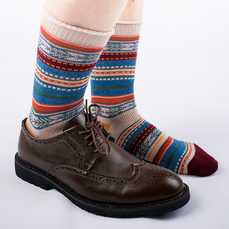 Minnieskull Vintage Striped Printed Pattern Trendy Cotton Socks - Minnieskull
