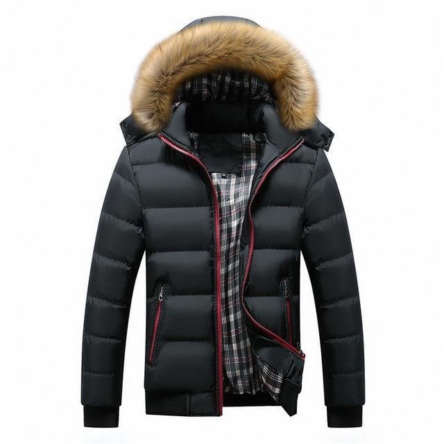 Men's Winter Jackets Thick Hooded Fur Collar Parka Men Coats Casual Padded Mens Jackets-Corachic