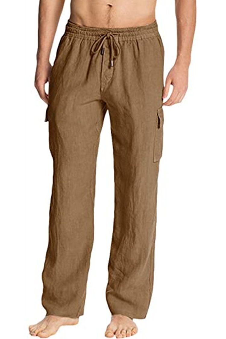 Tiboyz Men's Solid Color Simple Cargo Casual Pants