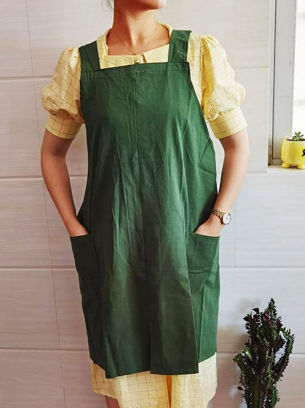 Vintage Home Garden Double Pockets Apron Dress-Mayoulove
