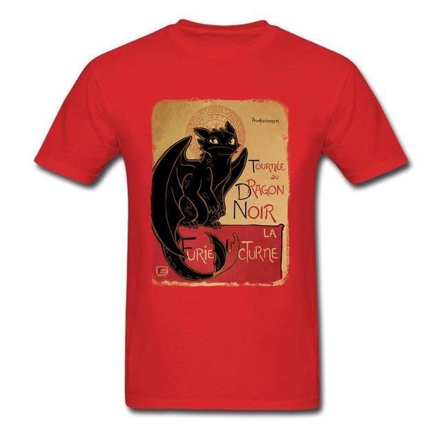 Summer Men's Black Dragon T-shirt Toothless Tops Cotton T-shirts-Corachic