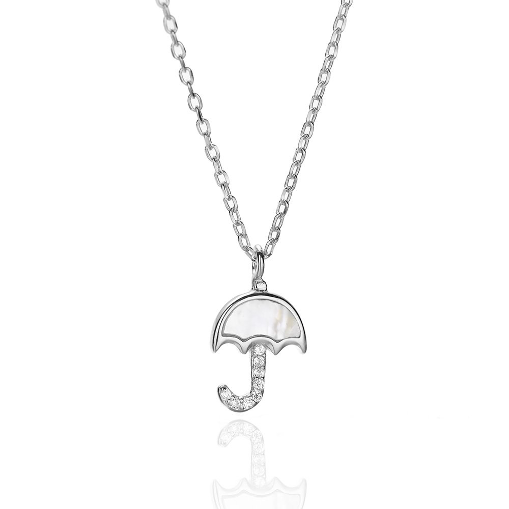 Small Umbrella Silver Pendant Necklace