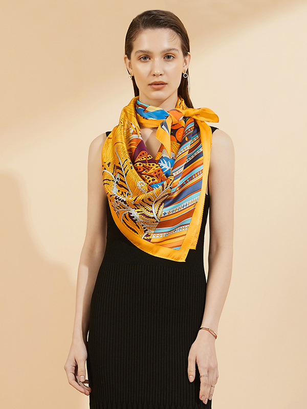 Silk Scarf Tropical Jungle Style For Women