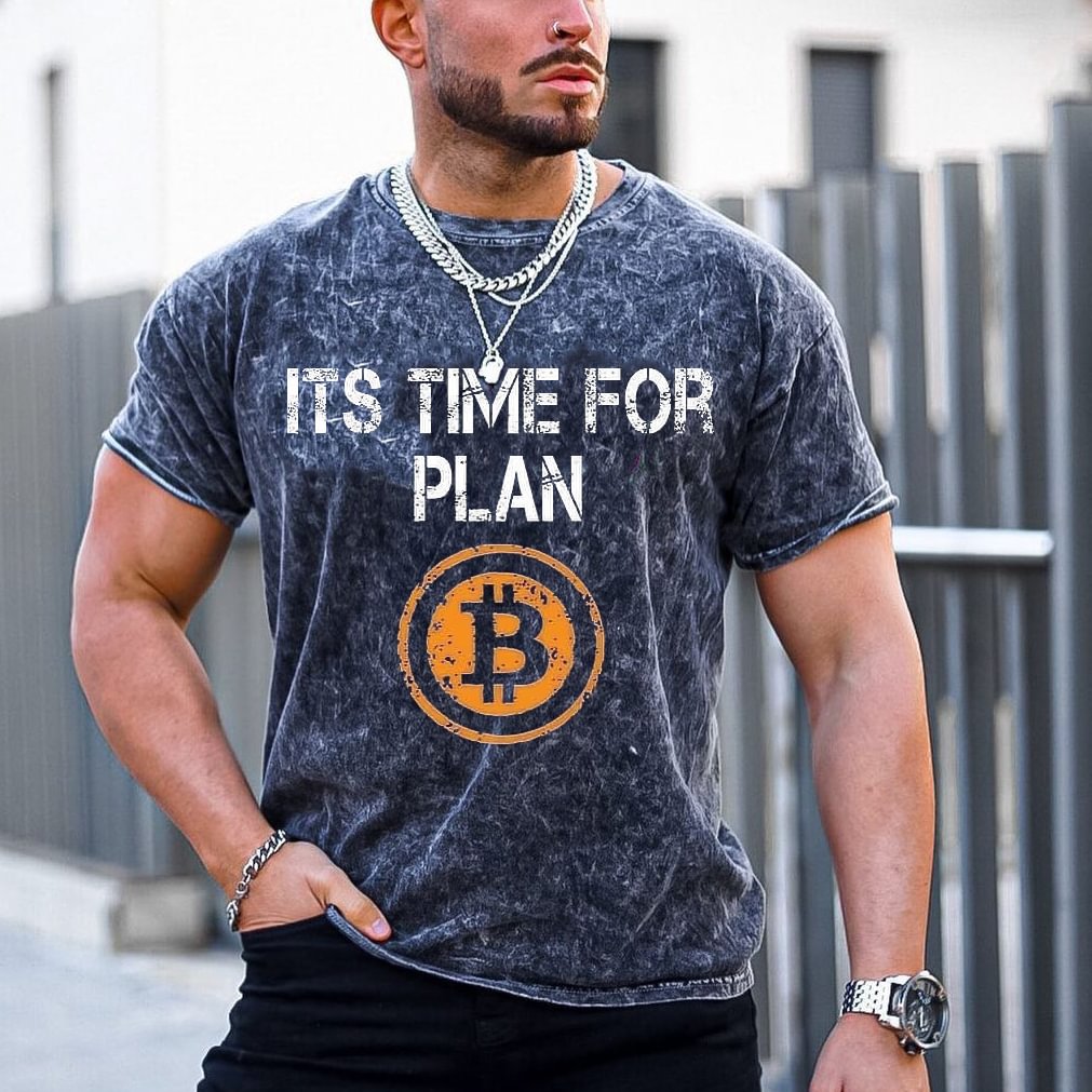 Bitcoin retro print short-sleeved T-shirt / [viawink] /