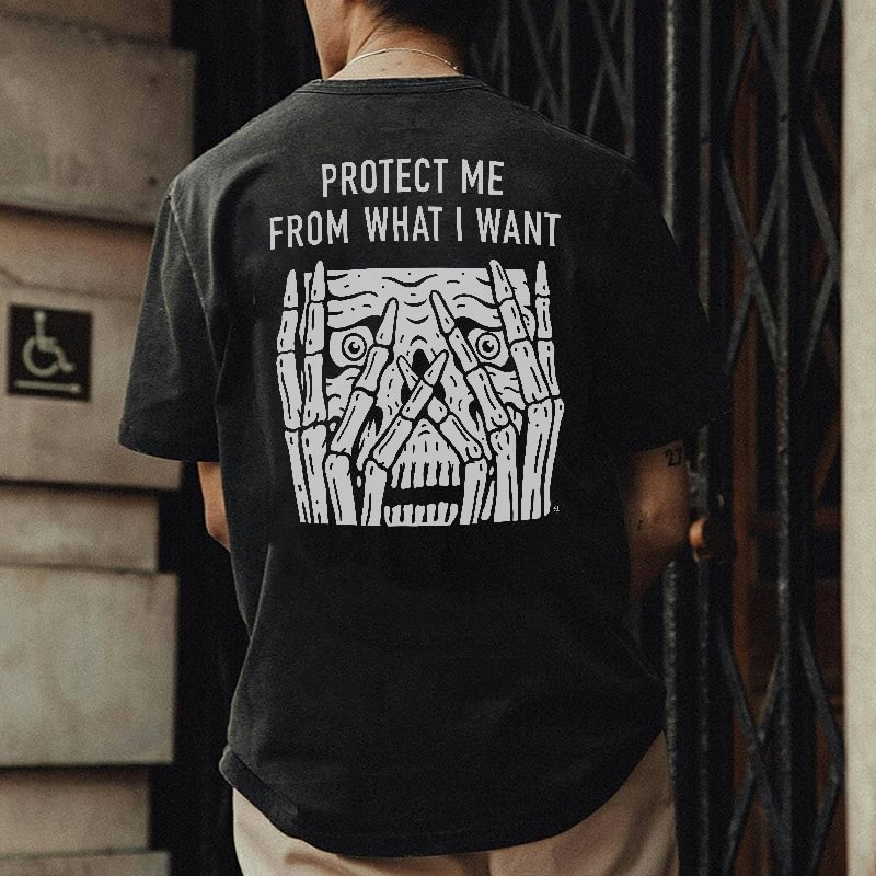 Cloeinc  Protect Me From What I Want Printed Casual Men's Sports T-shirt - Cloeinc