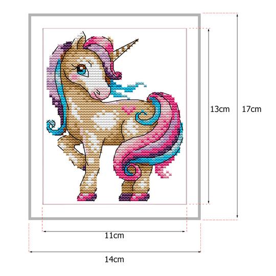 Proumhang 14 CT Embroidery kits DIY Cross Stitch Cartoon Needlework 2 Strands White Embroidery Canvas 14cm x 17cm:Magic Unicorn