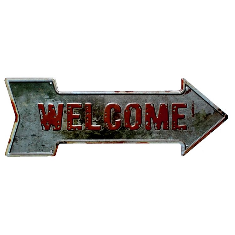 Welcome Exit Way Out Gas Oil - Arrow Shape Vintage Tin Sign - 16*45CM
