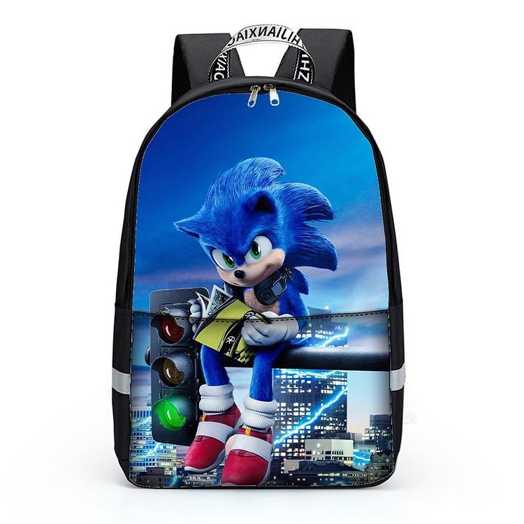 Mayoulove Sonic the Hedgehog School Backpack for Girls Boys Casual Bookbag for Students-Mayoulove