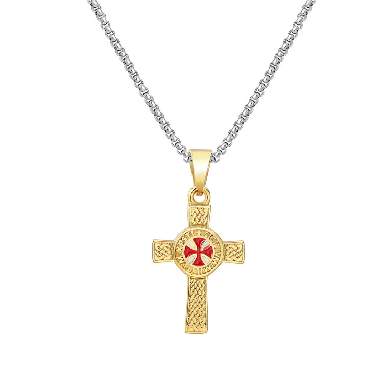 Cross Crusades Signet Amulet Pendant Necklace Jewelry-VESSFUL