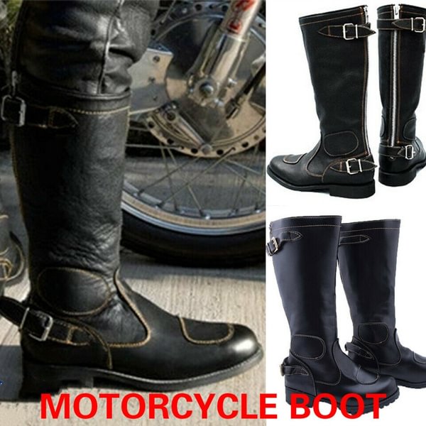 Men's Fashion Winter Buckle Leather Shoes High-Top Keep Warm Martin Boots Fashion Black Tooling Boots Botas