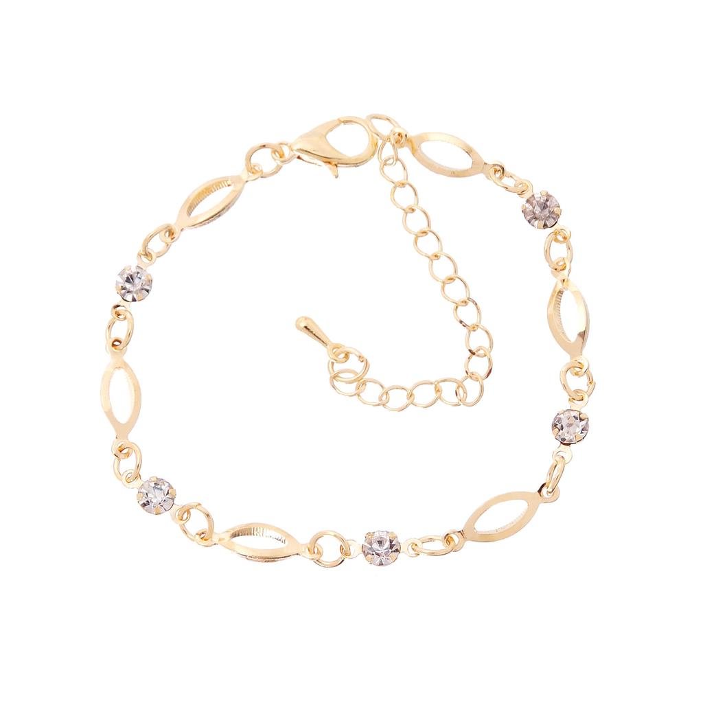 Gold Color Trendy Romantic Rhinestone Chain Bracelets For Girl Women's Jewelry Anklet Gift