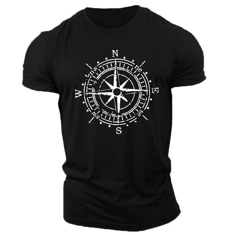 Men's casual compass print T-shirt / [viawink] /