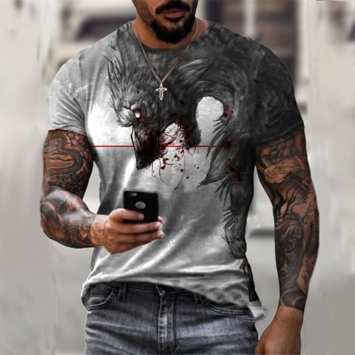 BrosWear Monochrome Animal Print Short Sleeve T-Shirt