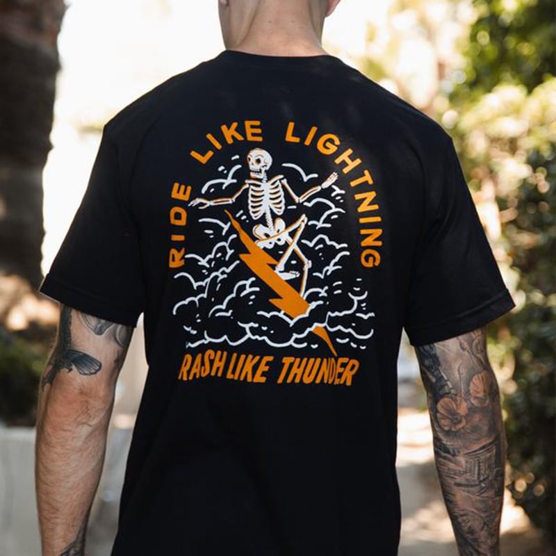 Cloeinc Ride Like Lightning Rash LIke Thunder Printed Men's T-shirt - Cloeinc