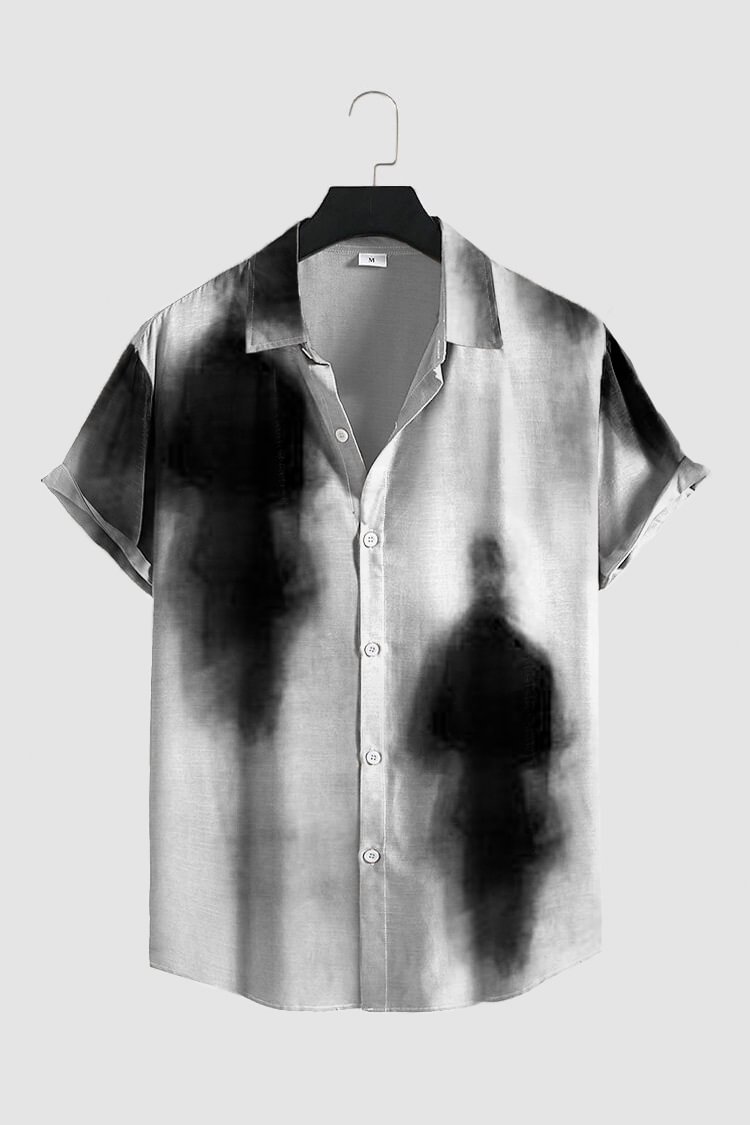 Tiboyz Light Grey Abstract Art Short Sleeve Shirt