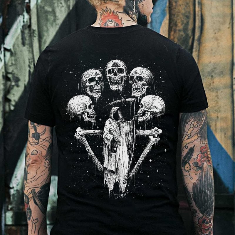 UPRANDY Skull Death Printing Men's T-shirt Designer -  UPRANDY