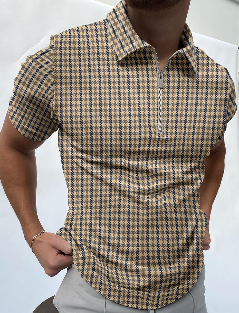 Houndstooth texture polo shirt / [viawink] /
