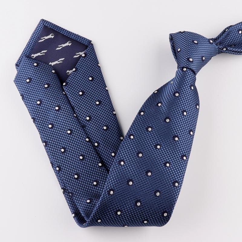 Cravate en soie bleu marine à pois saillants-Soie Plus