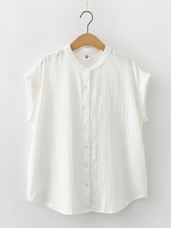 Women's Breathable Cotton Sleeveless Cuffed Shirt