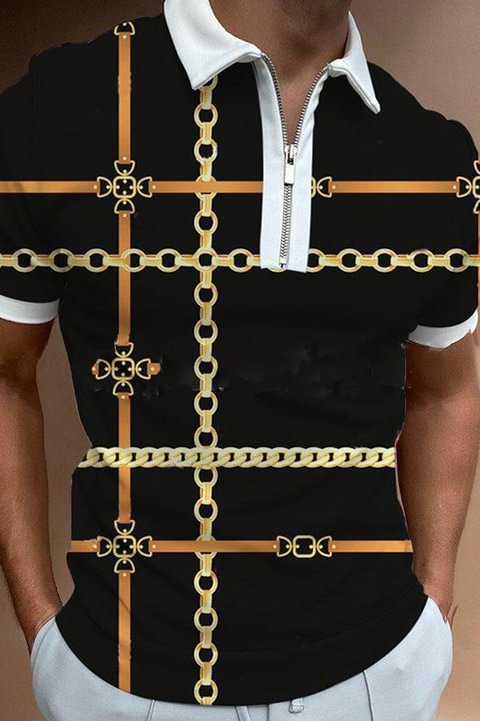 Tiboyz Men's Fashion Luxury Sprocket Printed Polo Shirt