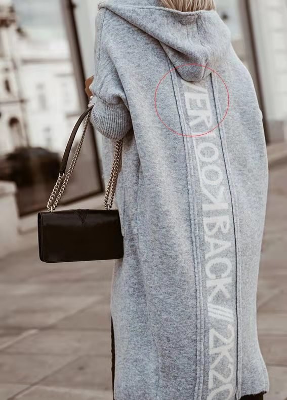 Pocket Sequins Hooded Casual Long Cardigan