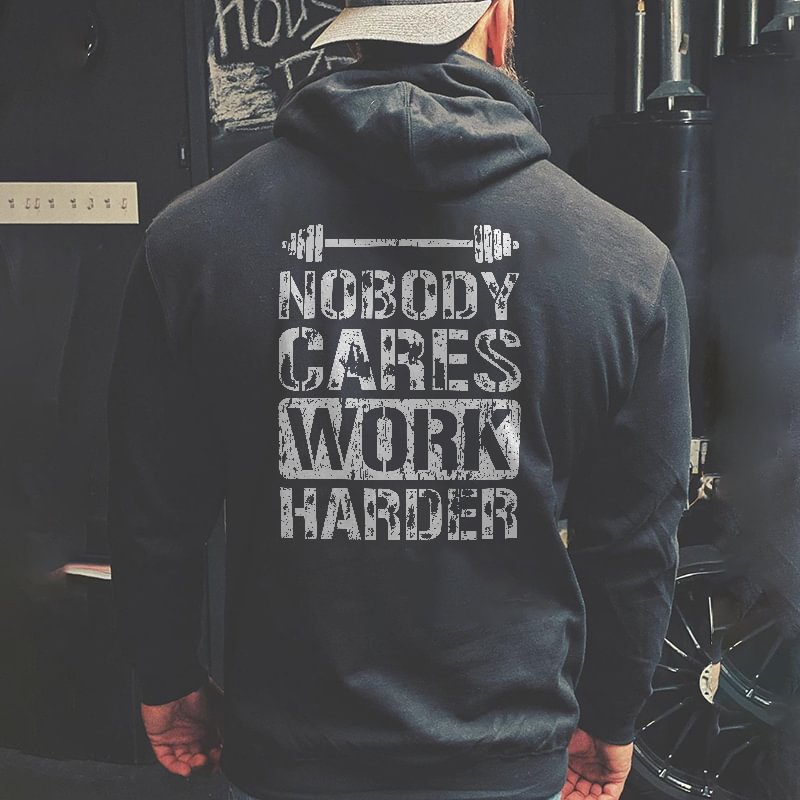 Livereid Nobody Cares Work Harder Barbell Printed Men's Hoodie - Livereid