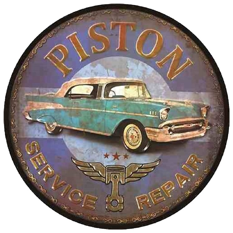 Car - Round Vintage Tin Signs/Wooden Signs - 30x30cm