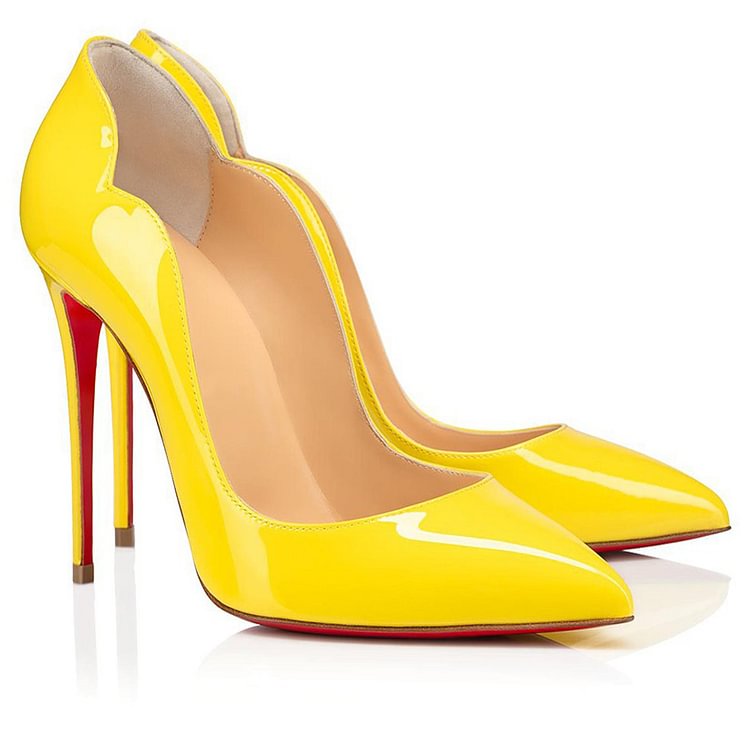 yellow red bottom pumps