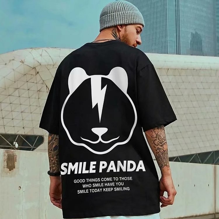Smile Panda Bear Face Streetwear Oversized T-shirts
