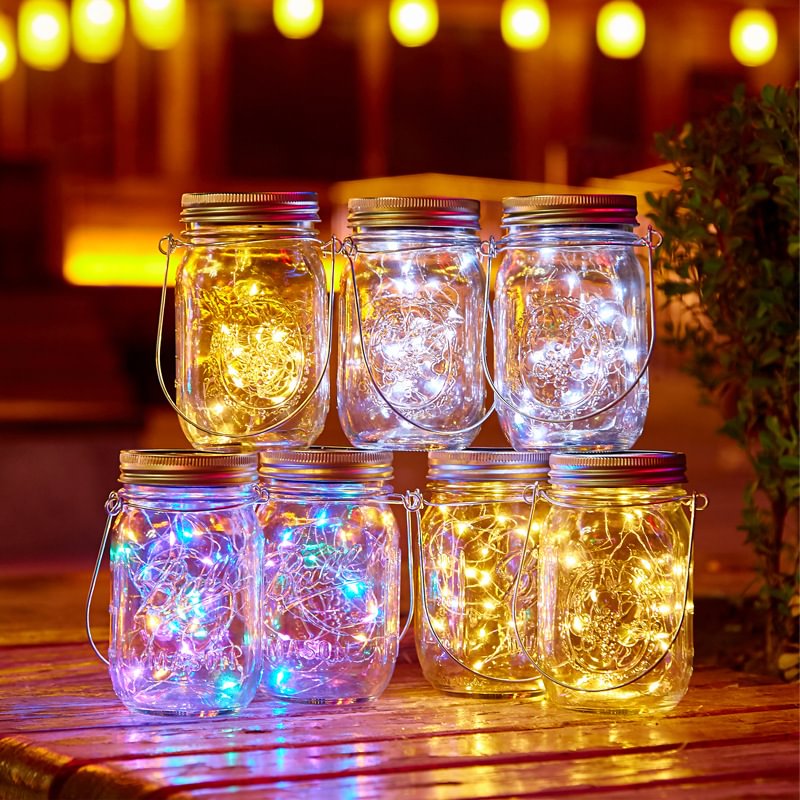 20 LEDs Fairy Light ，Color Solar Mason Jar Changing Garden Decor Outdoor Decor、、sdecorshop