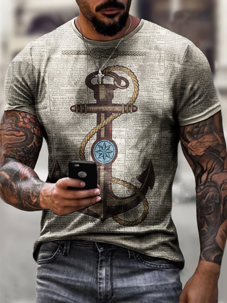 Designer vintage anchor print T-shirt / [viawink] /
