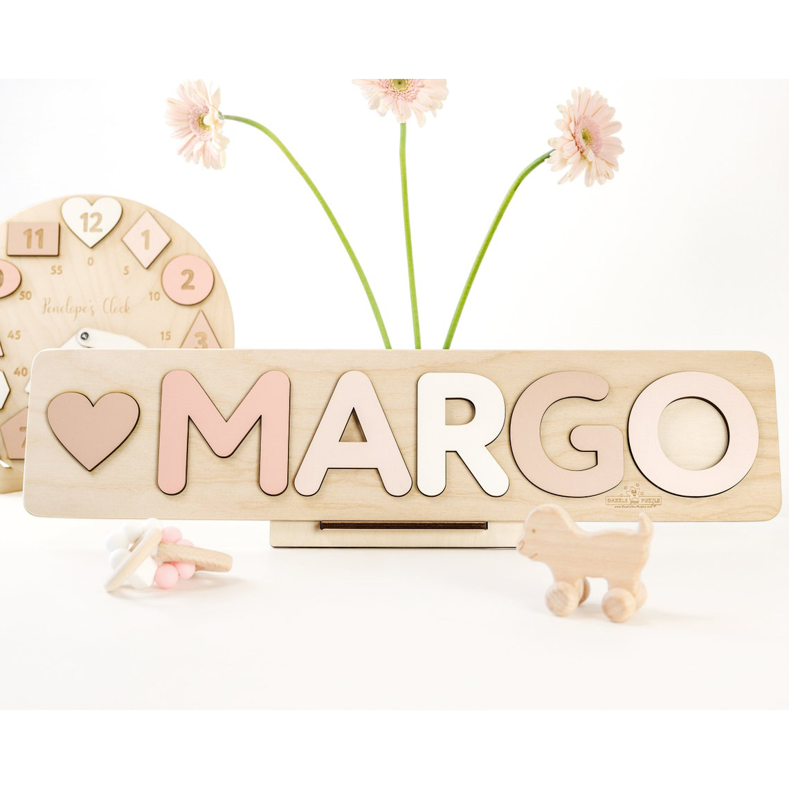 Personalized Kid's Wooden Name Alphabet Puzzle Toy for Toddlers Early