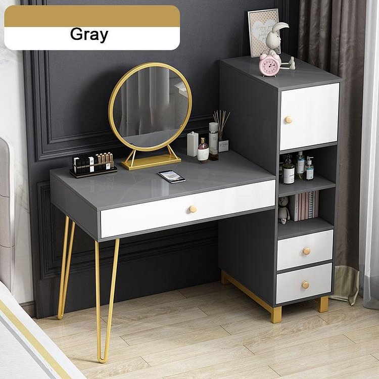 6 Drawers Scandinavian Style Dressing Table, Mirrored 6 Drawer Dressing Table